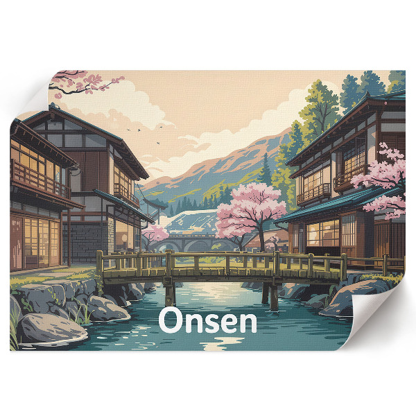 Poster druck Japanische Onsen-Landschaft