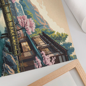 Poster druck Japanische Onsen-Landschaft