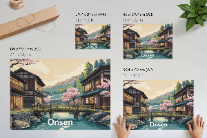Poster druck Japanische Onsen-Landschaft