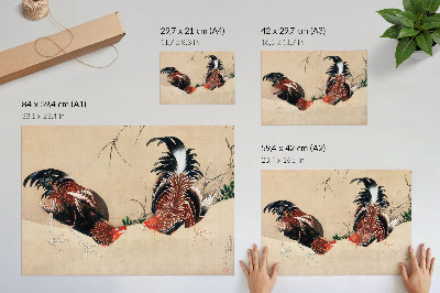Wandposter mit Hahn-Motiven