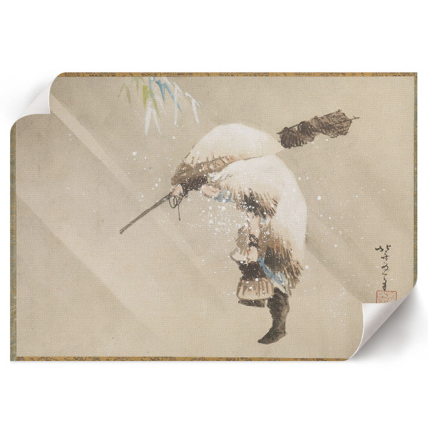 Poster mit Motiv eines Fischers im Schnee