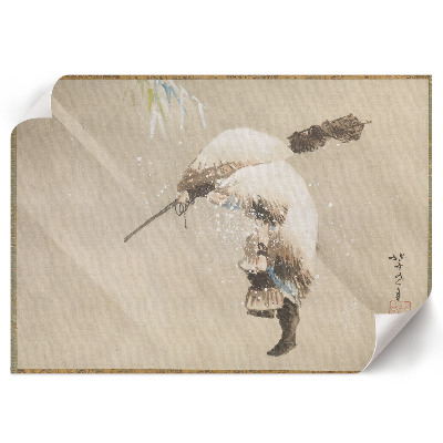 Poster mit Motiv eines Fischers im Schnee