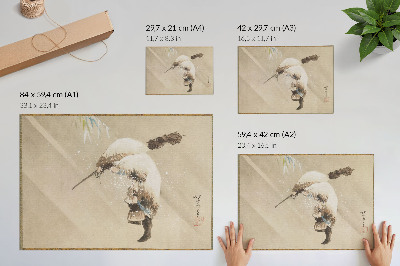 Poster mit Motiv eines Fischers im Schnee