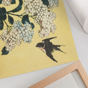 Wandposter Hortensie und die Schwalbe