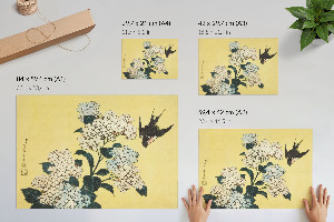 Wandposter Hortensie und die Schwalbe