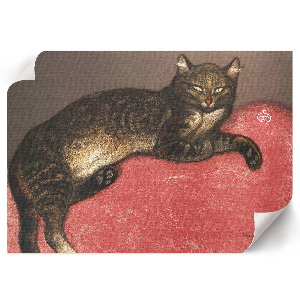 Plakat mit Motiv einer Katze auf einem Kissen