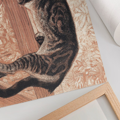 Poster mit einem Bild einer Katze auf einem Geländer