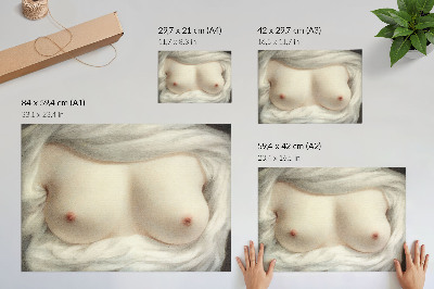 Plakat mit Darstellung freiliegender Brüste