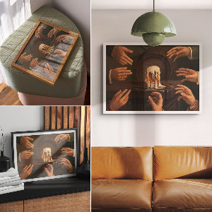 Wandposter Sieben Männerhände