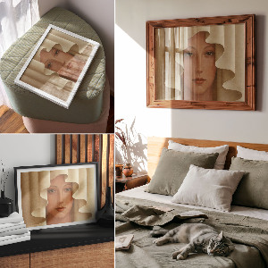 Poster druck Das Gesicht hinter dem Vorhang