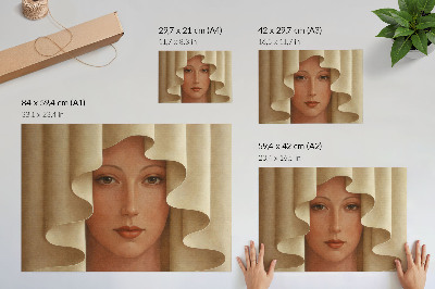Posterdruck „Das Gesicht hinter dem Vorhang“