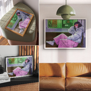 Plakat Mädchen in der U-Bahn